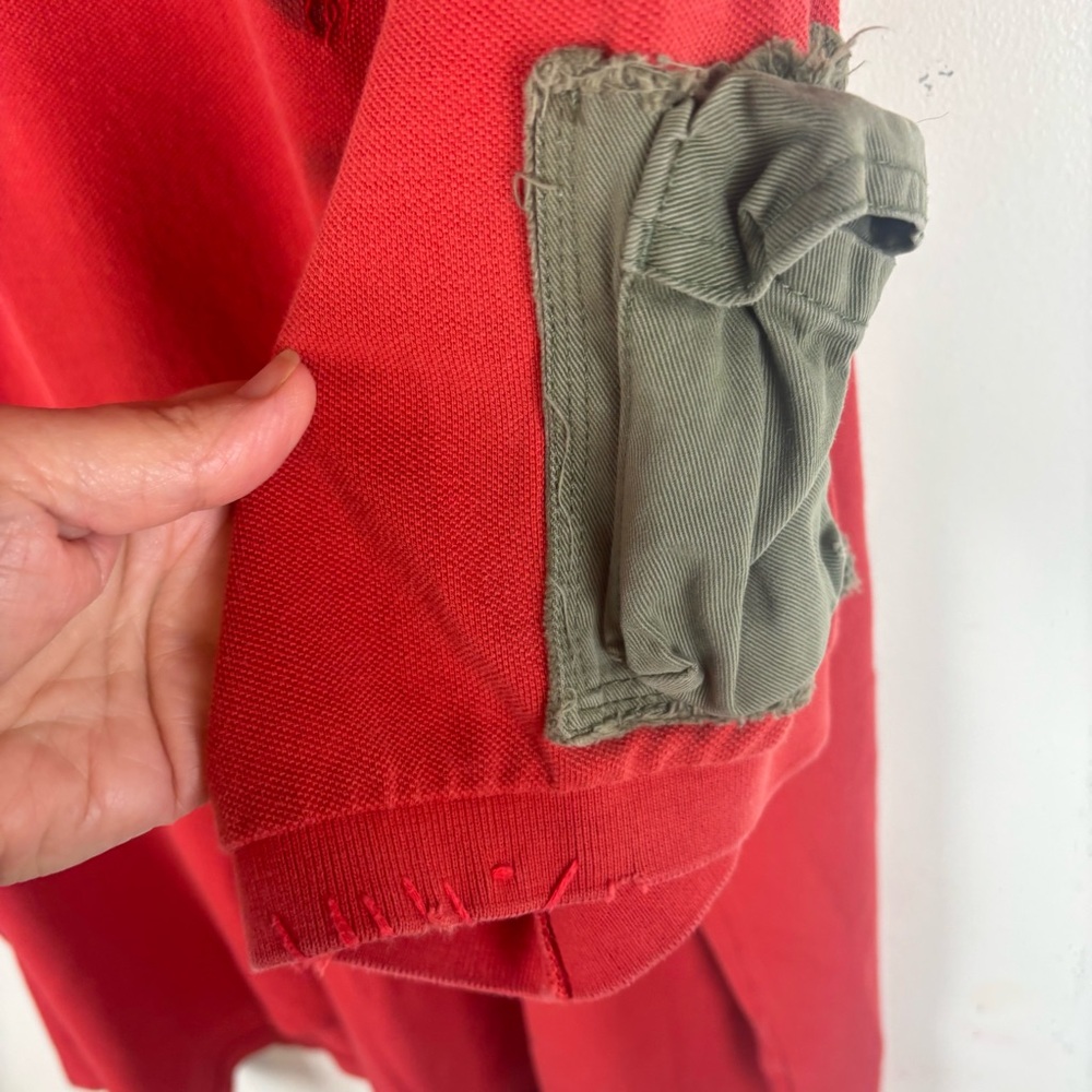 Polo. By Ralph Lauren red polo with Flag/stencil/distress-BIG Men’s 3X - Picture 7 of 16